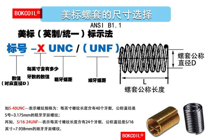 美标螺丝套的尺寸选择